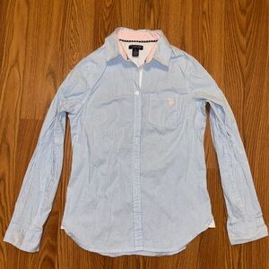 US Polo Assn Women Blue Striped Shirt